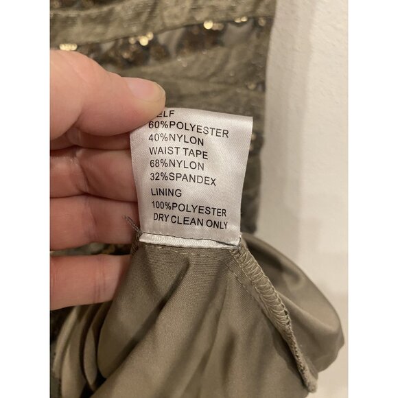 Tadashi Shoji Dress Womens 6 Gold Sequin Lace Sheath Cocktail Party 3T896MXZ - Picture 6 of 7